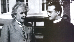 Lemaitre and Einstein, rocking out new physics theories.